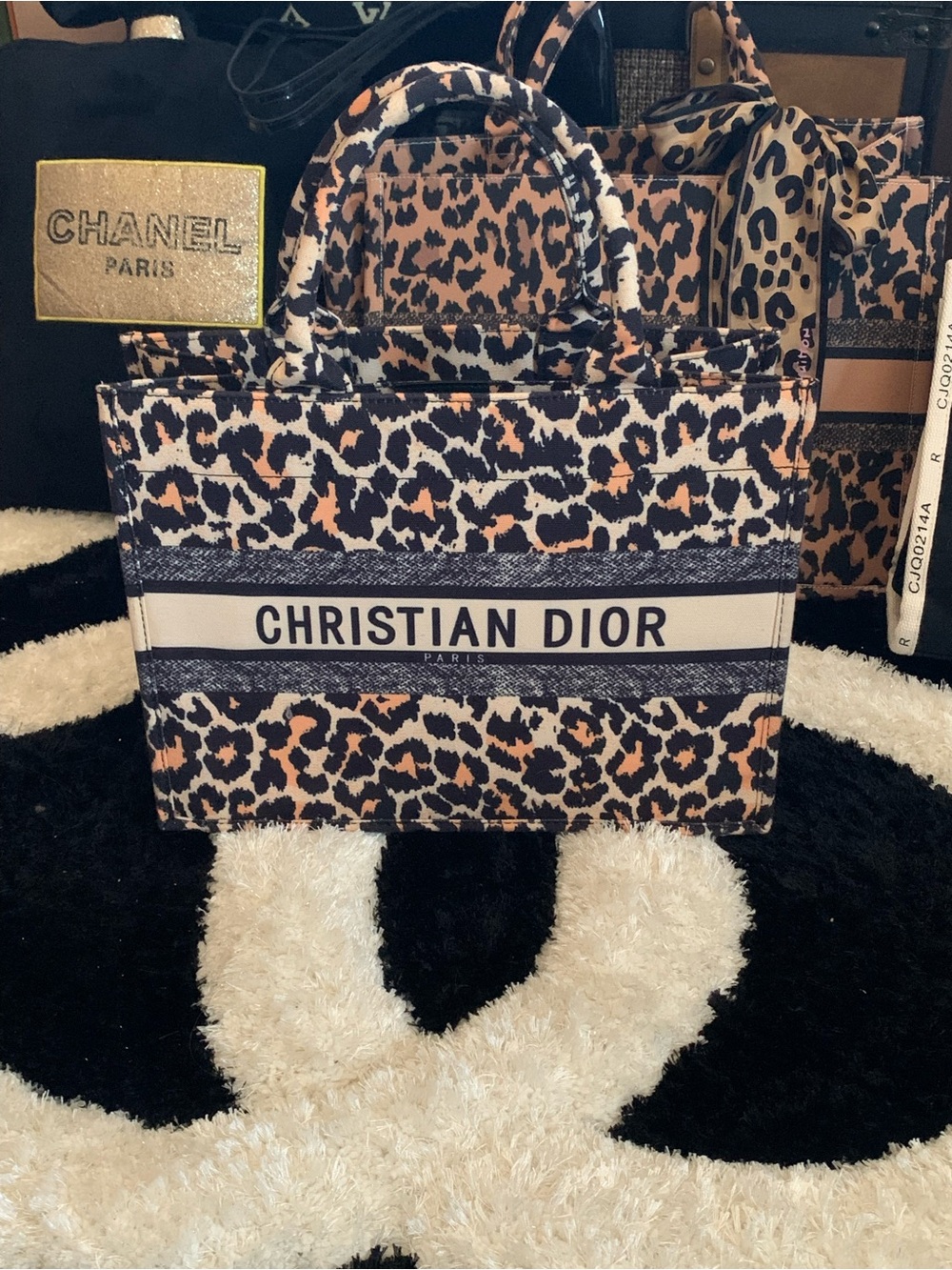 Designer Inspired Leopard Print Book Tote in Brown and Black